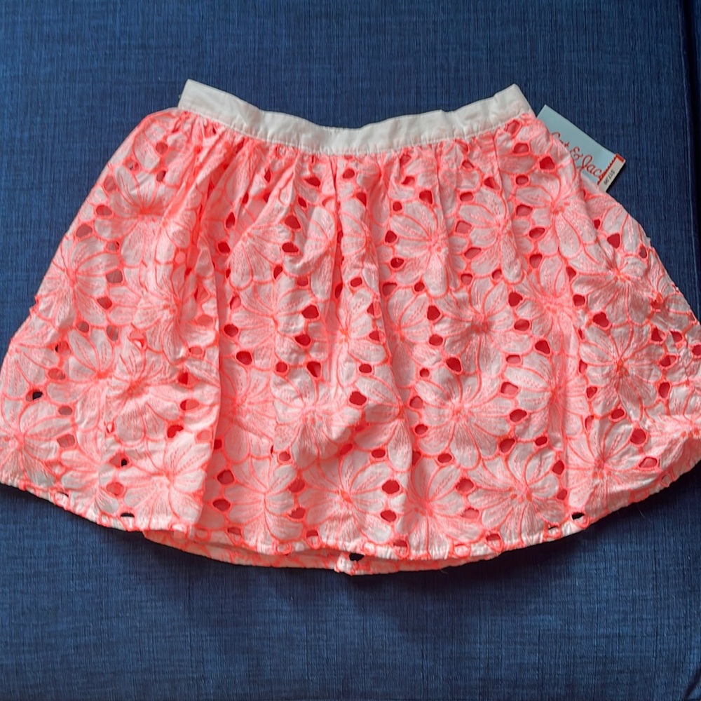 pink flower lace skirt